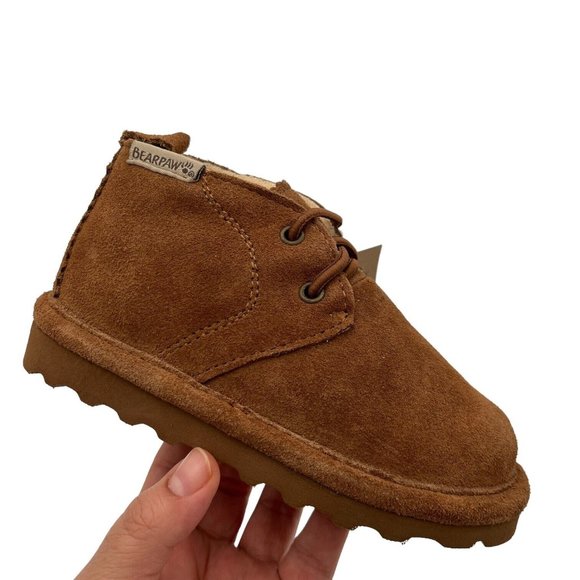 BearPaw Other - Bearpaw Skye Toddler Boys Suede Boots Size 10 Brown Slip on Lined Winter Shoes